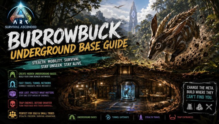 ARK Survival Ascended Burrowbuck Underground Base Guide