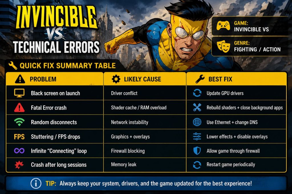 How to Fix Invincible VS Technical Errors: Ultimate 2026 Guide for PC ...