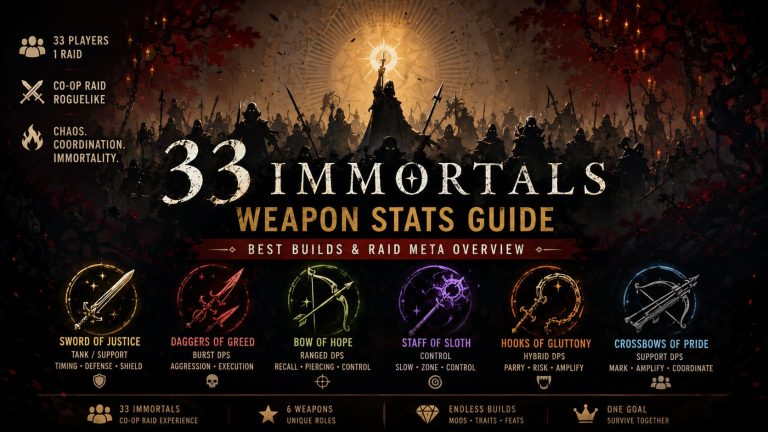 33 Immortals Weapon Stats Guide: Best Builds & Raid Meta Overview
