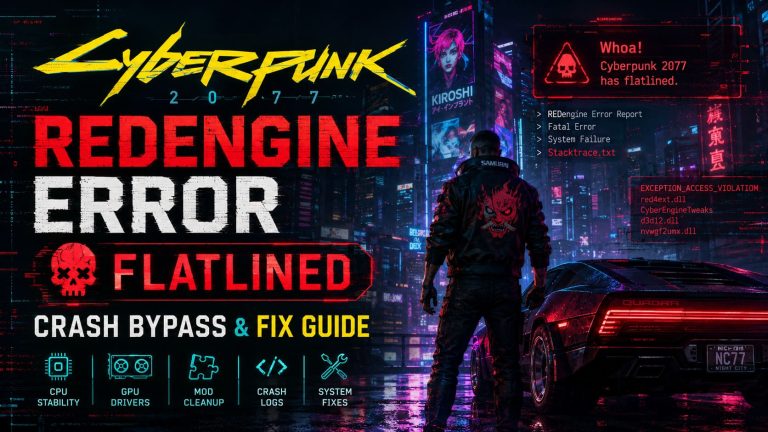 Cyberpunk 2077 REDengine Error Flatlined Crash Bypass & Fix Guide (2026)