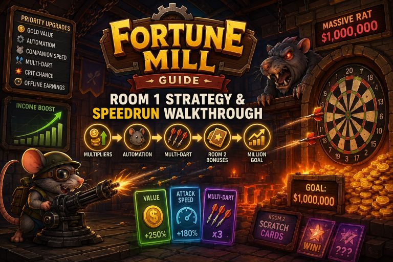 Fortune Mill Guide: Room 1 Strategy & Speedrun Walkthrough (Lavaflame2 Idle Game) Fortune Mill Guide: Room 1 Strategy & Speedrun Walkthrough (Lavaflame2 Idle Game)