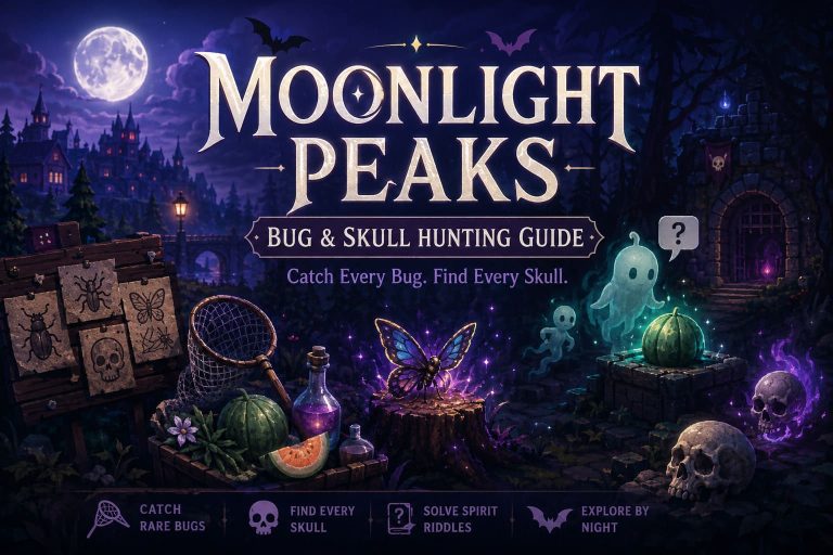 Moonlight Peaks Bug Catching and Skull Collecting Guide: How to Find Every Specimen