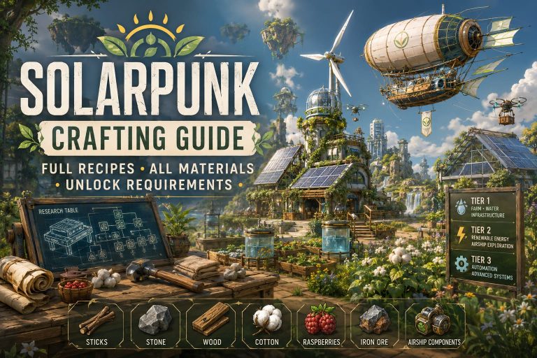 Solarpunk Crafting Guide: Full Recipes, All Materials, and Unlock Requirements