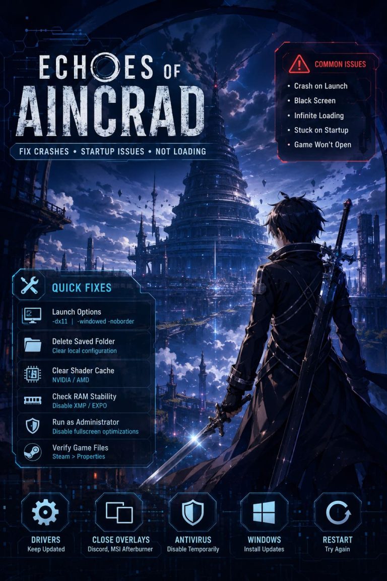 How to Fix Echoes of Aincrad Crash on Launch, Crashing at Startup, and Not Loading on PC
