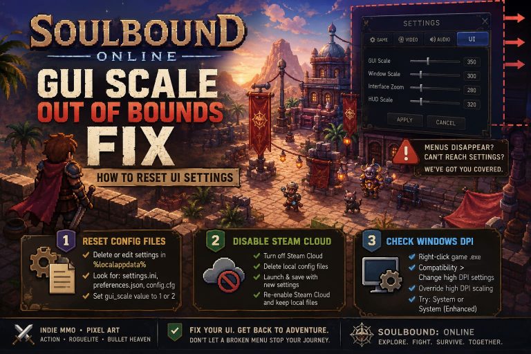 Soulbound Online GUI Scale Out of Bounds Fix: How to Reset UI Settings