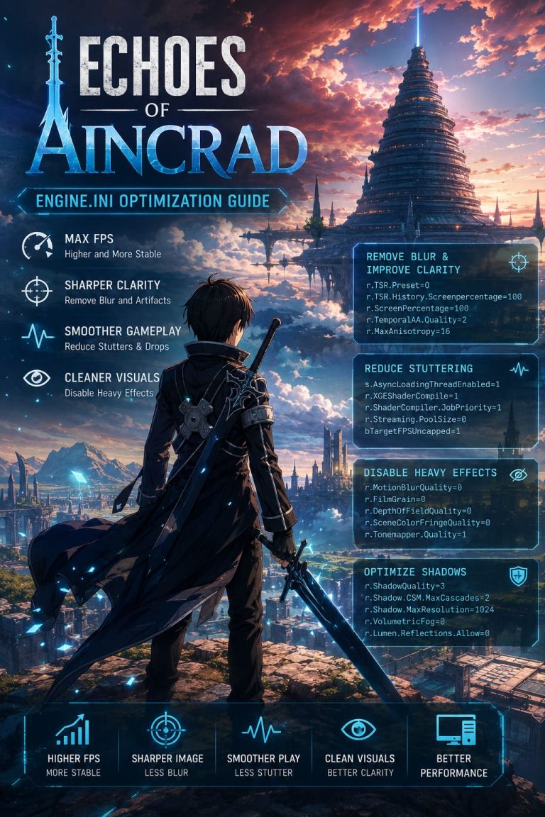 Echoes of Aincrad Engine.ini Tweaks: Ultimate PC Optimization Guide for Max FPS and Clarity