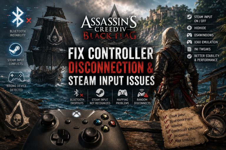 How to Fix Assassin’s Creed Black Flag Resynced Bluetooth Controller Disconnection Glitch and Steam Input Not Recognized on PC