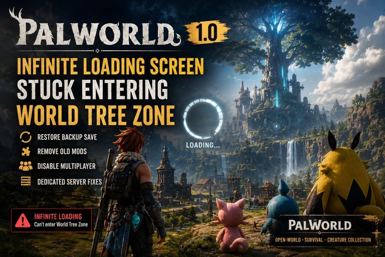 How to Fix Palworld 1.0 Infinite Loading Screen Stuck Entering World Tree Zone How to Fix Palworld 1.0 Infinite Loading Screen Stuck Entering World Tree Zone