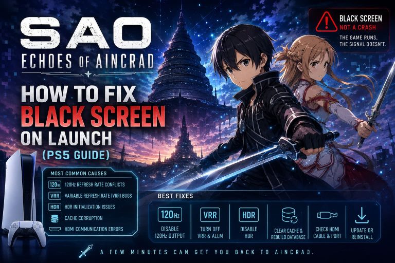 How to Fix SAO Echoes of Aincrad Black Screen on Launch (PS5 Guide)