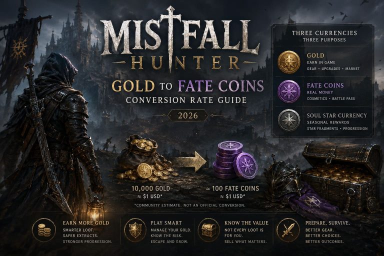 Mistfall Hunter Gold to Fate Coins Conversion Rate Guide (2026)