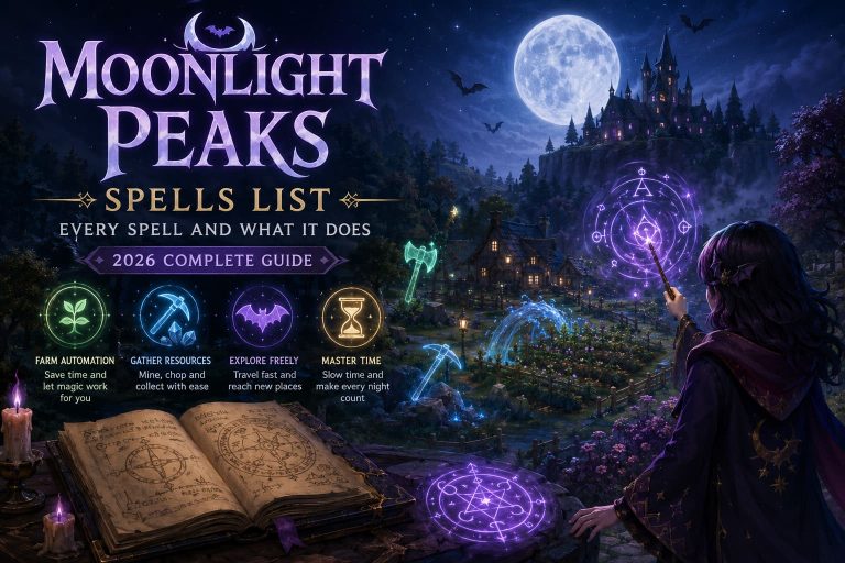 Moonlight Peaks Spells List: Every Spell and What It Does (2026 Complete Guide)