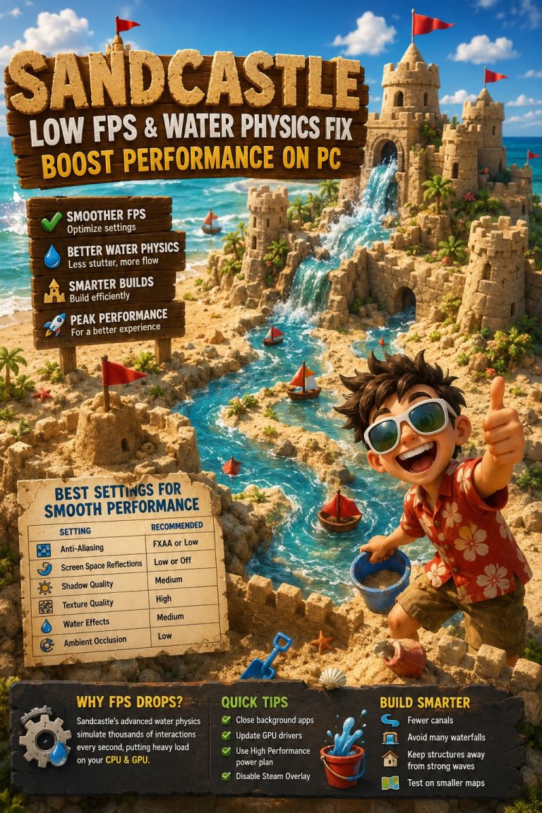 Sandcastle Game Low FPS & Water Physics Fix: Boost Performance on PC Sandcastle Game Low FPS & Water Physics Fix: Boost Performance on PC
