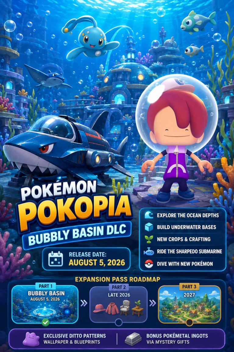 Pokémon Pokopia DLC Release Date & Ultimate Bubbly Basin Update Guide