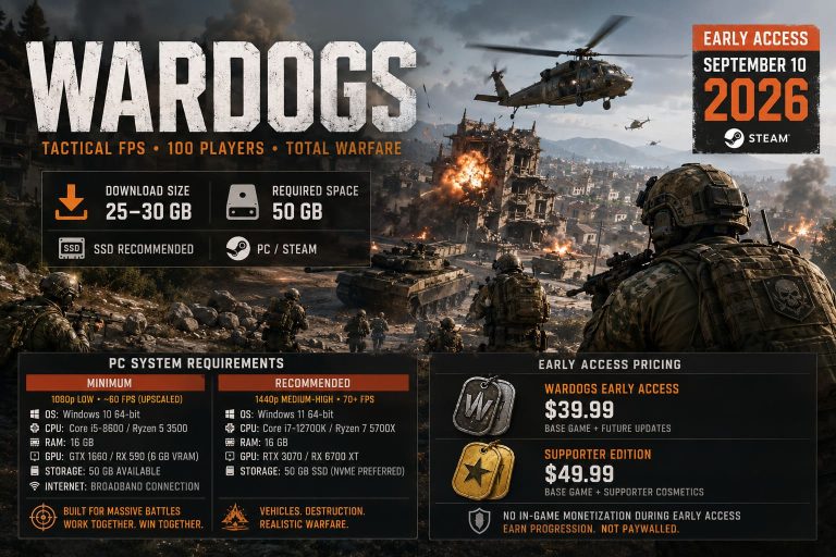 WARDOGS Download Size, PC System Requirements, and Early Access Price Revealed (2026 Guide)