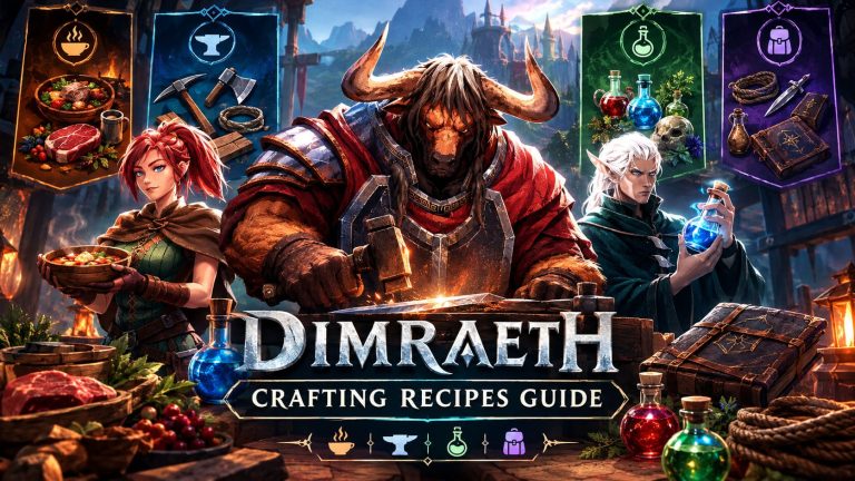 Dimraeth Crafting Recipes Guide: Cooking, Alchemy, and Gear Lists (2026)