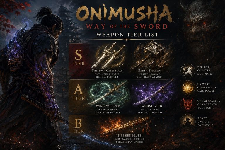Onimusha Way of the Sword Weapon Tier List: Best Oni Armaments Ranked Onimusha Way of the Sword Weapon Tier List: Best Oni Armaments Ranked