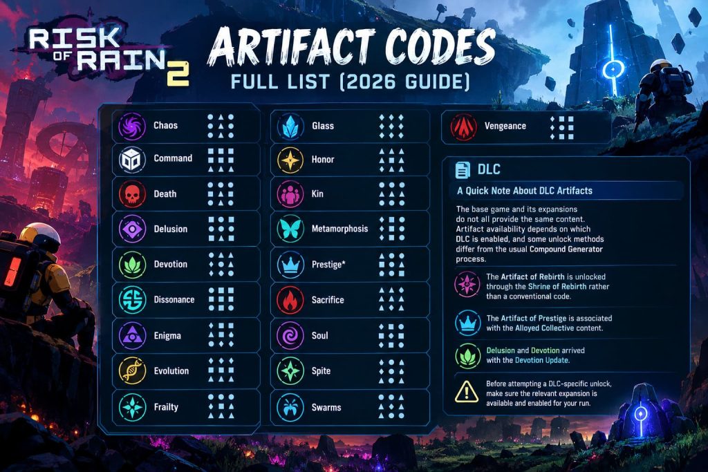 Risk of Rain 2 Artifact Codes: Full List (2026 Guide) • 2UpSkill